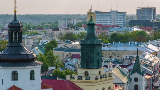 Вид сверху на старый город Люблин в Польше — стоковое видео