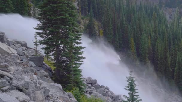 Zomer uitzicht op prachtige waterval — Stockvideo