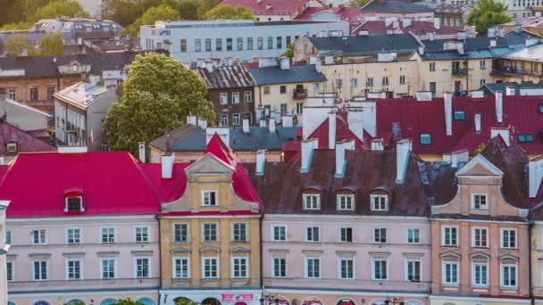 ポーランドの上から見たリュブリンの旧市街を見下ろす — ストック動画