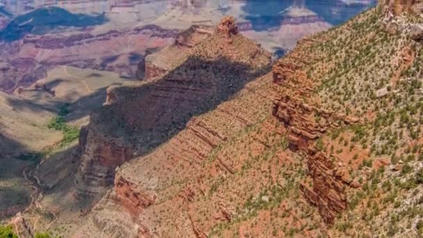 Grand canyon, Etats-Unis avec buissons et herbe par une journée ensoleillée — Video