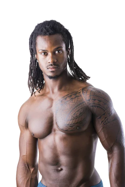 African American bodybuilder man, naked muscular torso — Stock Photo, Image