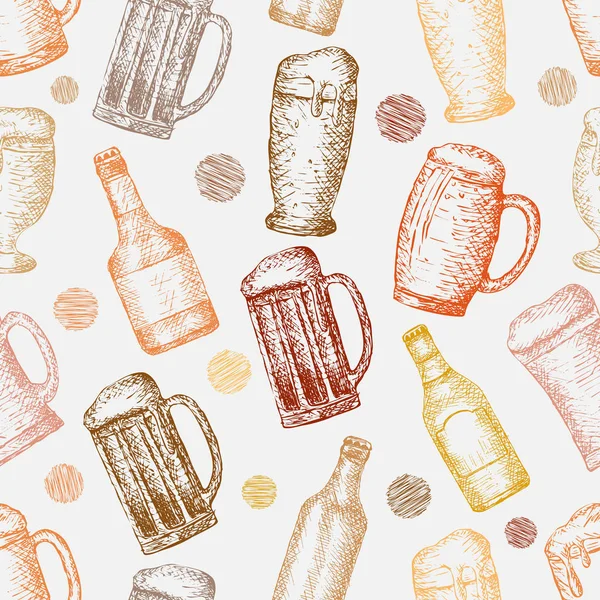 Векторный бесшовный рисунок с пивом — стоковый вектор