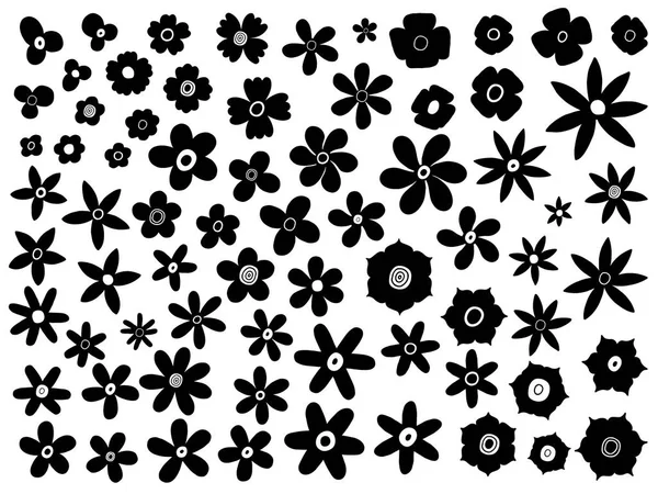 Vecteur grand ensemble de fleurs de silhouette — Image vectorielle