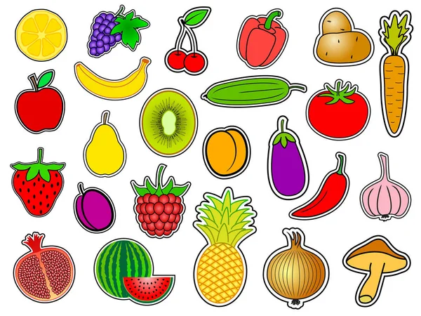 Große Menge Obst und Gemüse — Stockvektor