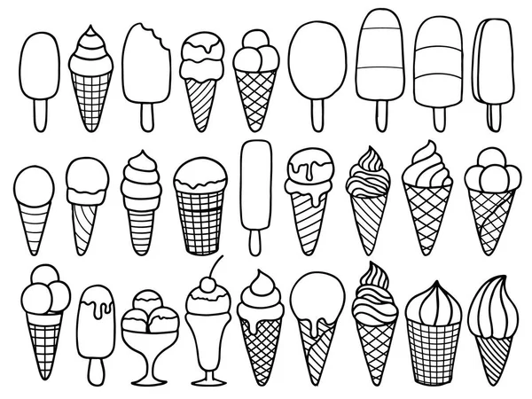 Set of ice cream doodle — Stock Vector