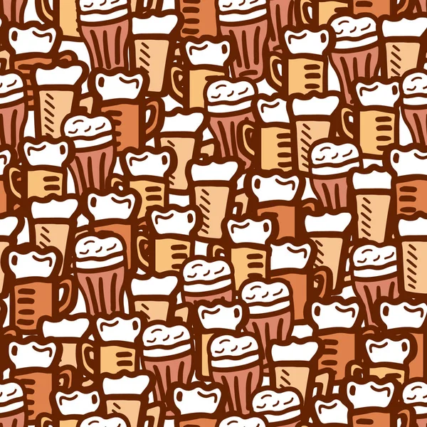 Hand drawn beer seamless pattern — Stock Vector