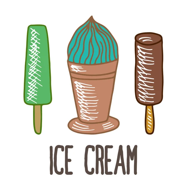 Set of ice cream doodle icon — Stock Vector