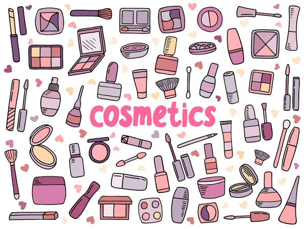 Samling med skönhet och kosmetik — Stock vektor