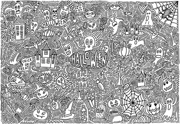Jogo de Halloween doodle — Vetor de Stock
