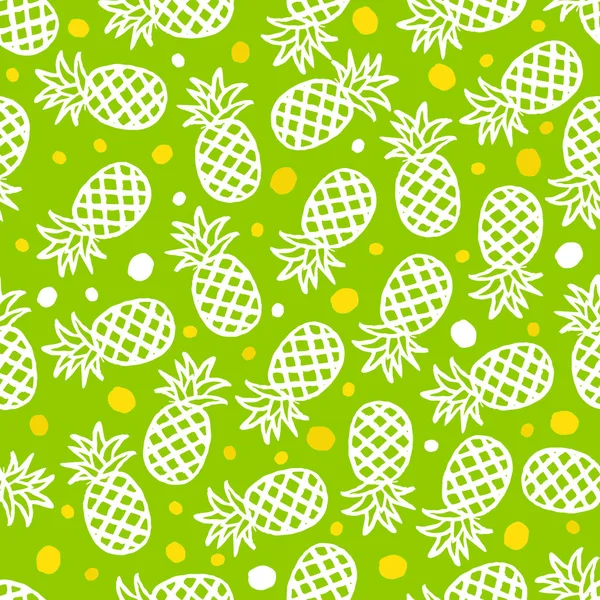 Pineapple Seamless Background Hand Drawn Seamless Pattern Exotic Fruit — Stock Vector