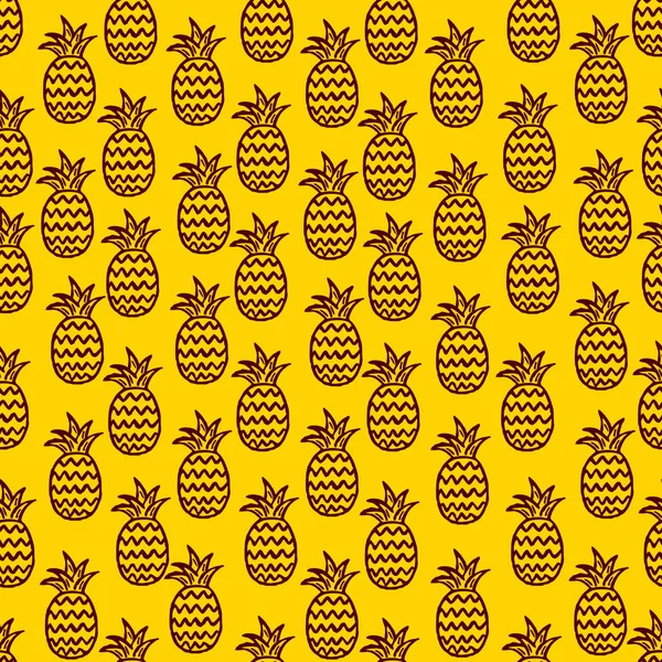 Pineapple Seamless Background Hand Drawn Seamless Pattern Exotic Fruit — Stock Vector