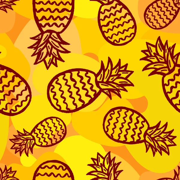 Pineapple Seamless Background Hand Drawn Seamless Pattern Exotic Fruit — Stock Vector