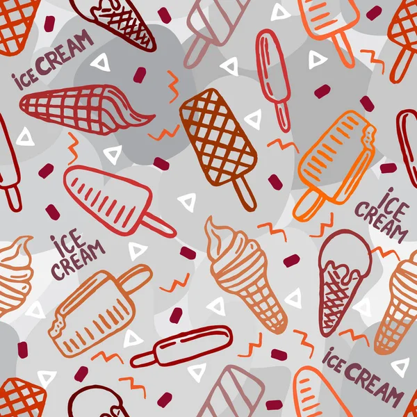 Seamless Pattern Ice Cream Sweet Dessert Seamless Pattern — Stock Vector