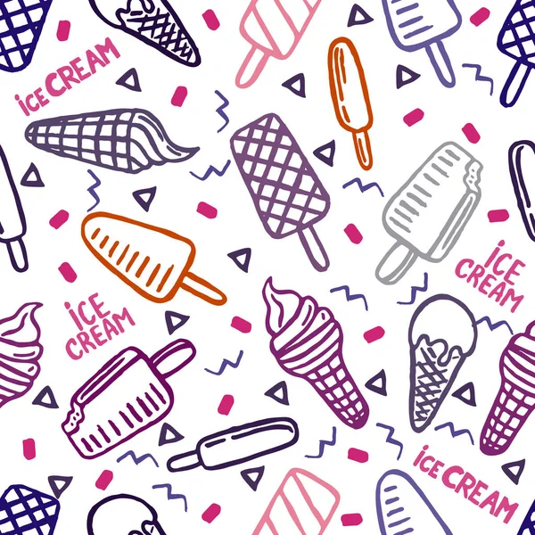 Seamless Pattern Ice Cream Sweet Dessert Seamless Pattern — Stock Vector