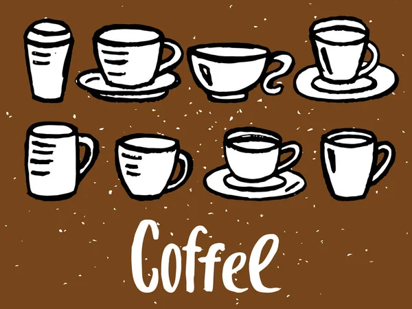 Kahve Bardakları Ile Ayarla Vektör — Stok Vektör