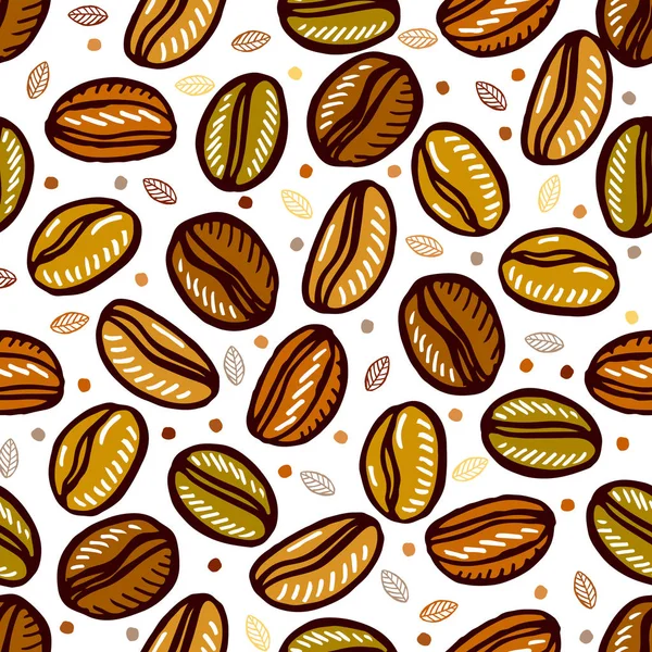 コーヒー豆のシームレスなパターン — ストックベクタ
