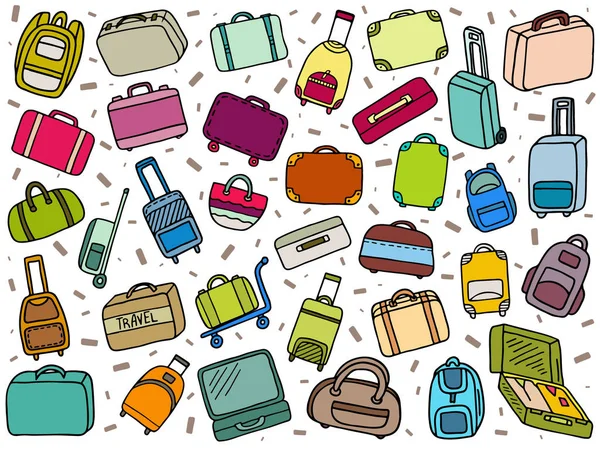 Set Mit Taschen Koffern Rucksäcken — Stockvektor
