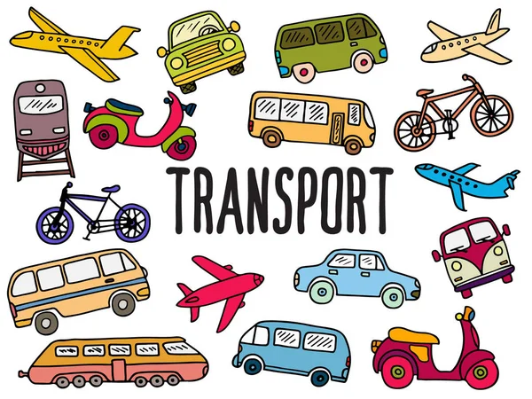 Juego Garabatos Con Transporte — Vector de stock