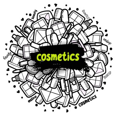 kozmetik etiketi doodle vektör çerçeve