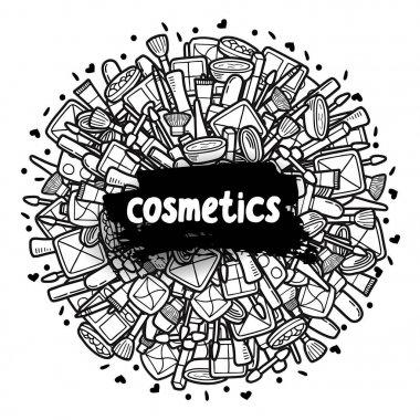 kozmetik etiketi doodle vektör çerçeve