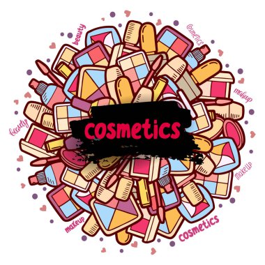 kozmetik etiketi doodle vektör çerçeve