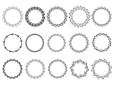 El çizilmiş çelenklerin vektör illüstrasyonu