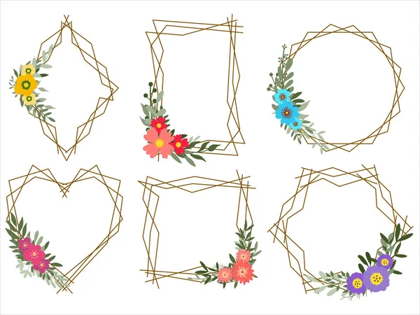 Set van bloemen geometrische frames — Stockvector