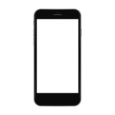Siyah smartphone bir beyaz arka plan, vektör şablon illüstrasyon izole.