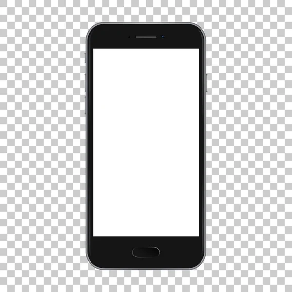Black smart phone isolated on transparent background, vector illustration. — Stock Vector