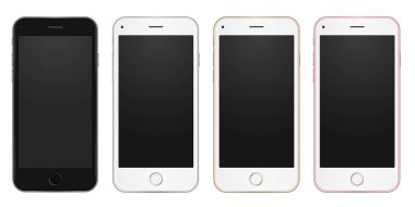 4 kümesi cep telefonu şablonları, dijital gadget önizleme kadar sahte tasarımınızı renkler.