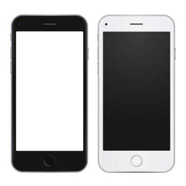 Siyah ve beyaz akıllı telefon app, tasarım sunmak için kümesi. Vektör çizim.