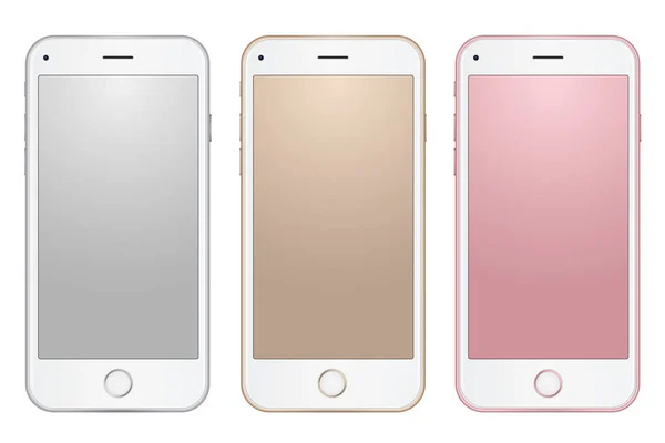 Şeffaf arka plan üzerinde boş ekranlı dijital cep telefonları şablonları farklı renk kümesi.