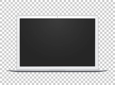 Açık not defteri şablon, boş ekran, vektör çizim dijital gümüş