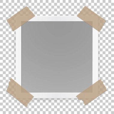 Fotoğraf çerçevesi kavramı üzerinde şeffaf arka plan, bant taşlarla yapışabilir izole.