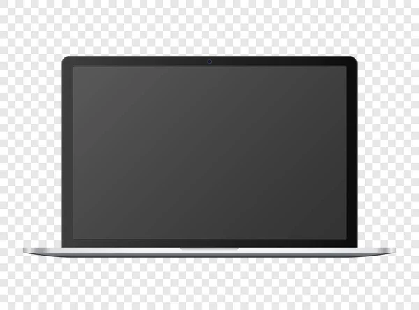 Open notebook template, black digital portable computer with empty screen, vector illustration — Stock Vector