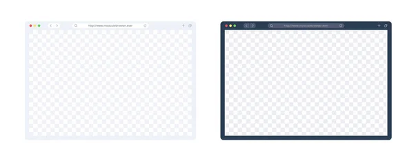 Web böngésző sablon beállítása világos és sötét módban a számítógép, laptop, tabletta és mobil. Üres internetes oldal bemutatásához webhely bemutatása. Vektor böngésző oldal elszigetelt fehér. — Stock Vector