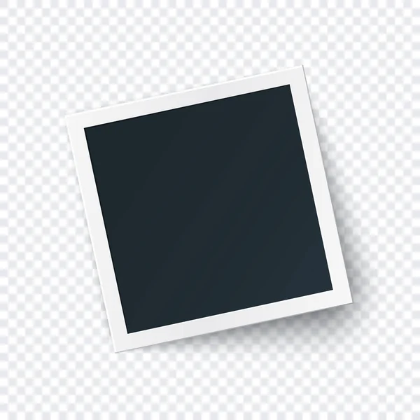 レトロなフレームイメージテンプレート、現実的なスタイルで大きな影で隔離された正方形の写真. — ストックベクタ