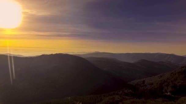 Sonnenuntergang über buntem Herbstwald — Stockvideo