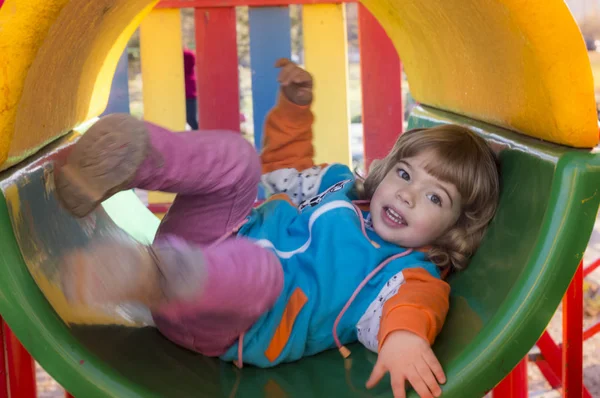 Little Girl Playing At Playground — Stock Photo, Image