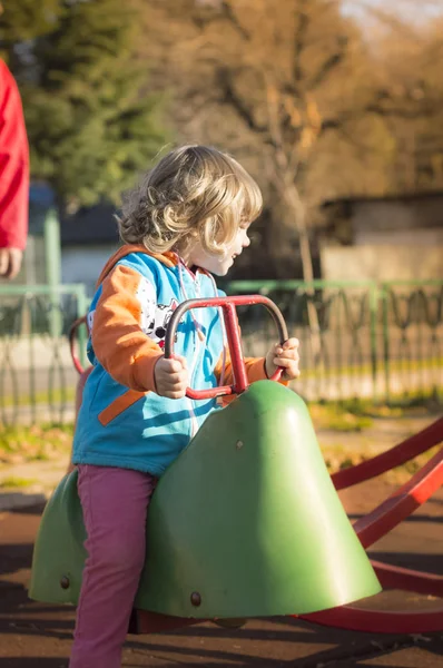 Little Girl Playing At Playground — Stock Photo, Image