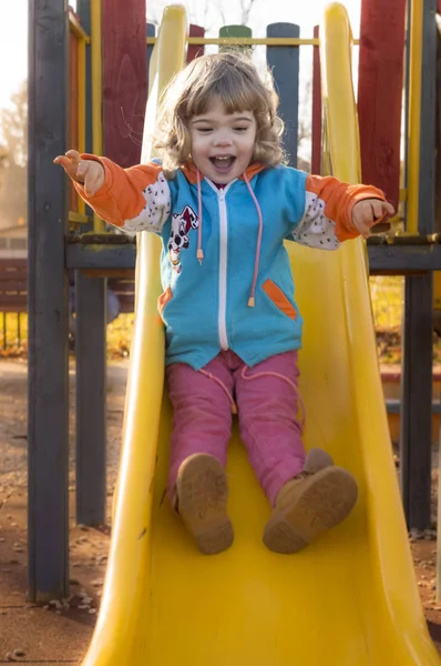 Little Girl Playing At Playground — Stock Photo, Image