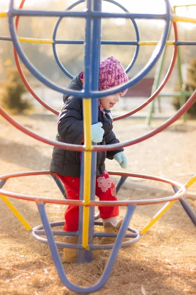 Little Girl Playing At Playground — Stock Photo, Image