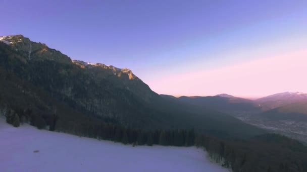 Antenne Winter Berg Sonnenuntergang Landschaft — Stockvideo