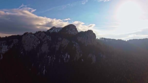 Mountain aerial shot at sunset — Stock Video