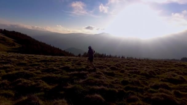 Hombre de deporte trotar correr campo a través — Vídeos de Stock