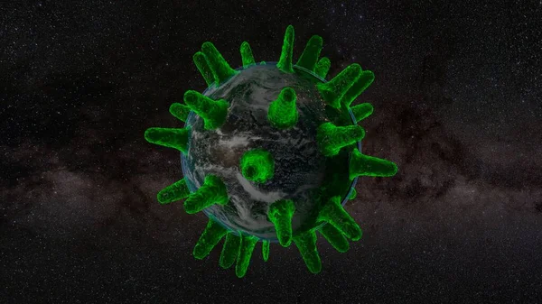 Планета Земля Покрыта Пандемией Вирус Гриппа H1N1 Свиной Грипп Корона — стоковое фото