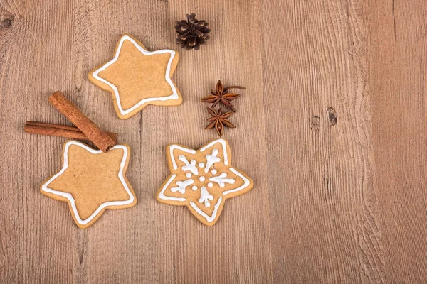 Biscoitos Natal Com Decoração Natureza Morta Com Biscoitos Natal Decorados — Fotografia de Stock