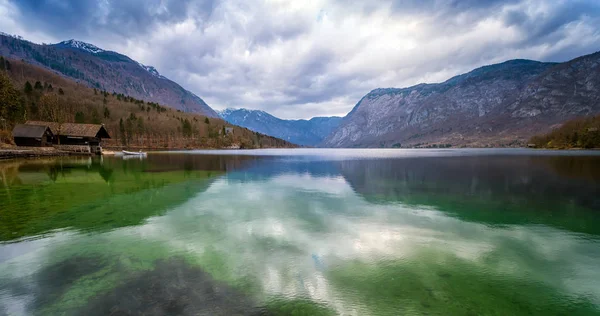 Panorama jezera Bohinj, Slovinsko — Stock fotografie