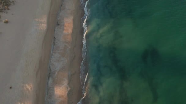 Aereo Volare Sopra Motoscafo Acqua Mare Verde Chiaro Prima Del — Video Stock