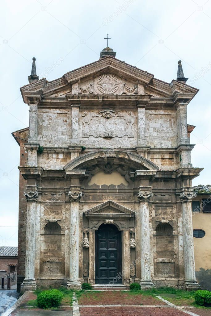 The ancient church of Santa Lucia in the medieval picturesque town Montepulciano,  Tuscany, Italy 